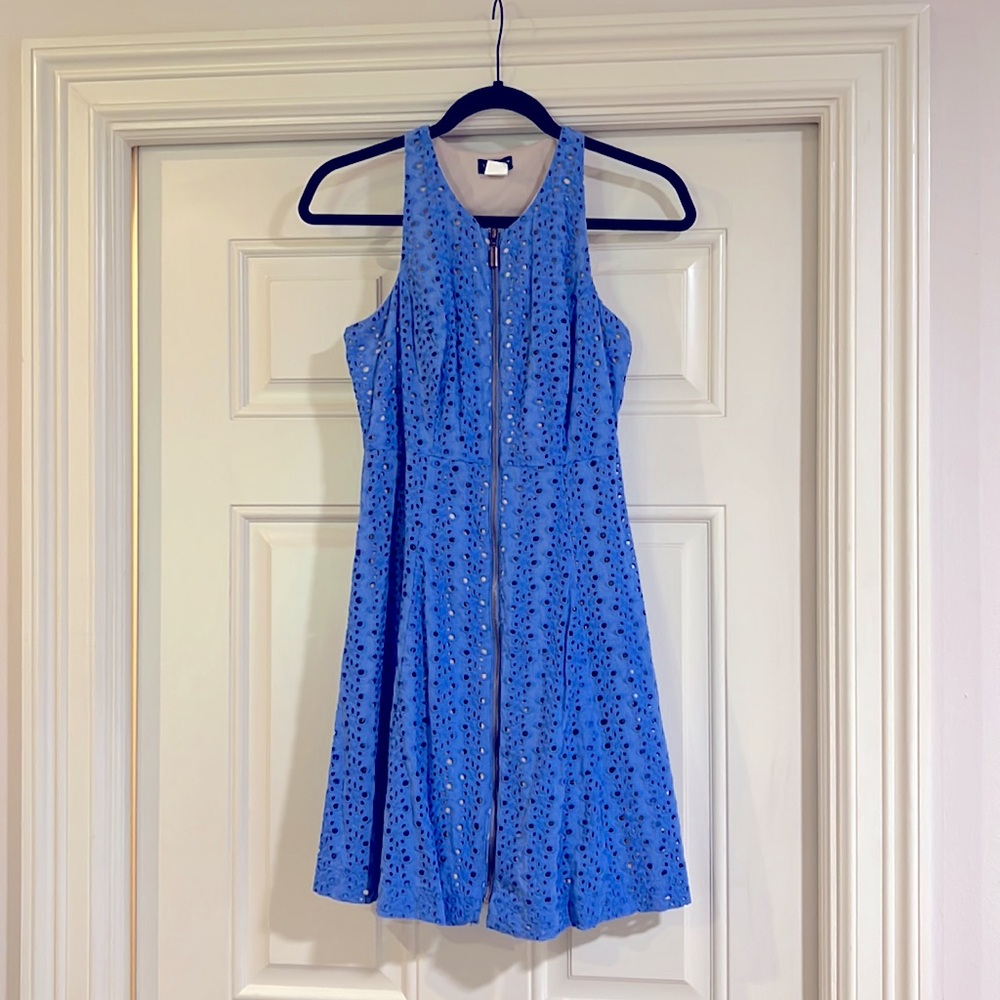Venus Sleeveless Blue Eyelet Dress